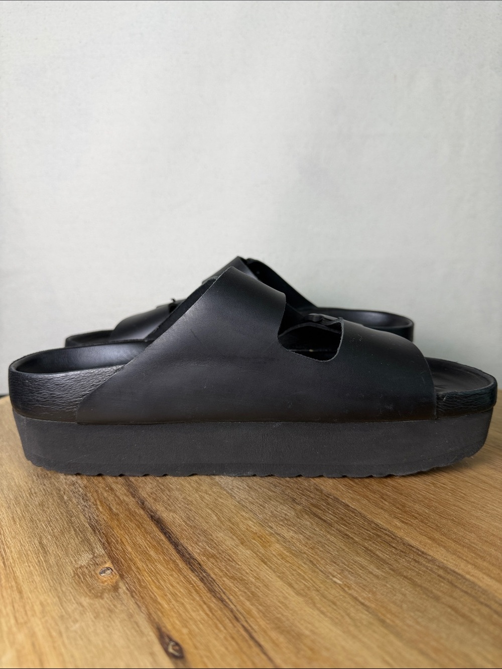 Papillio Black Two-Buckle Platform Slide Sandal - Picture 6 of 8